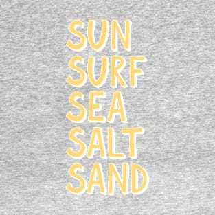 Sun Surf Sea Salt Sand Hand Lettering T-Shirt